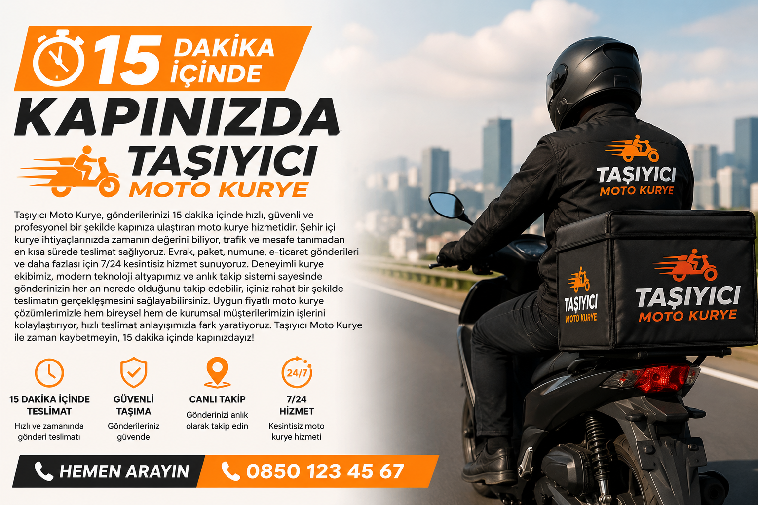 15 Dakika İçinde Kapınızda | Taşıyıcı Moto Kurye