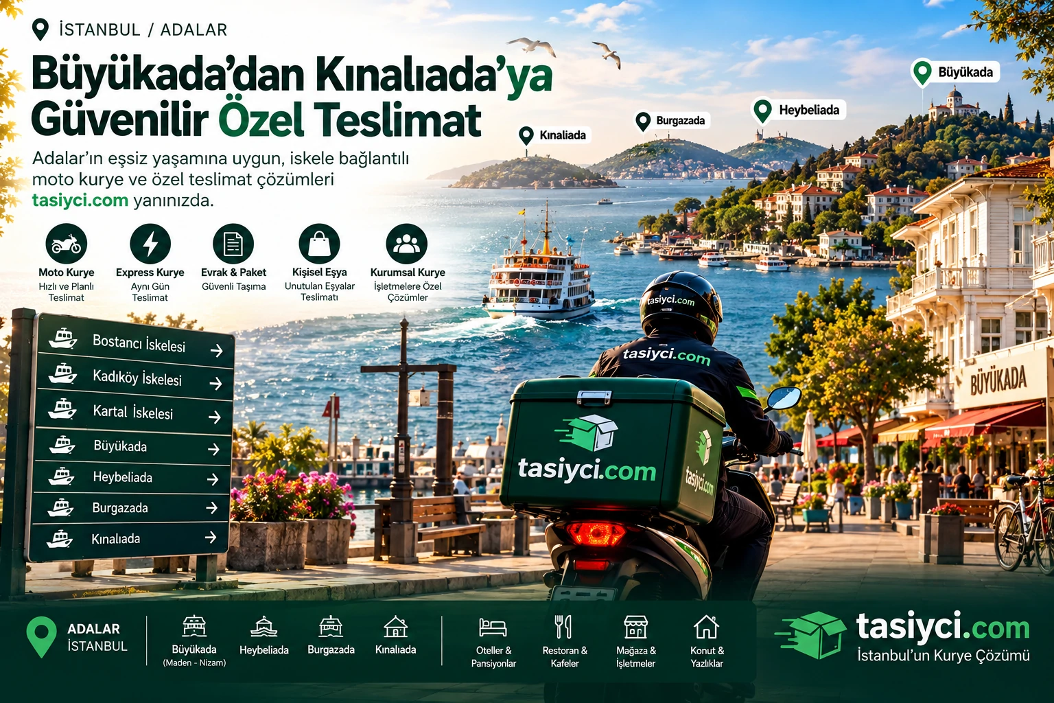 Büyükada Heybeliada Burgazada Kınalıada özel kurye ve güvenilir teslimat hizmeti tasiyci.com