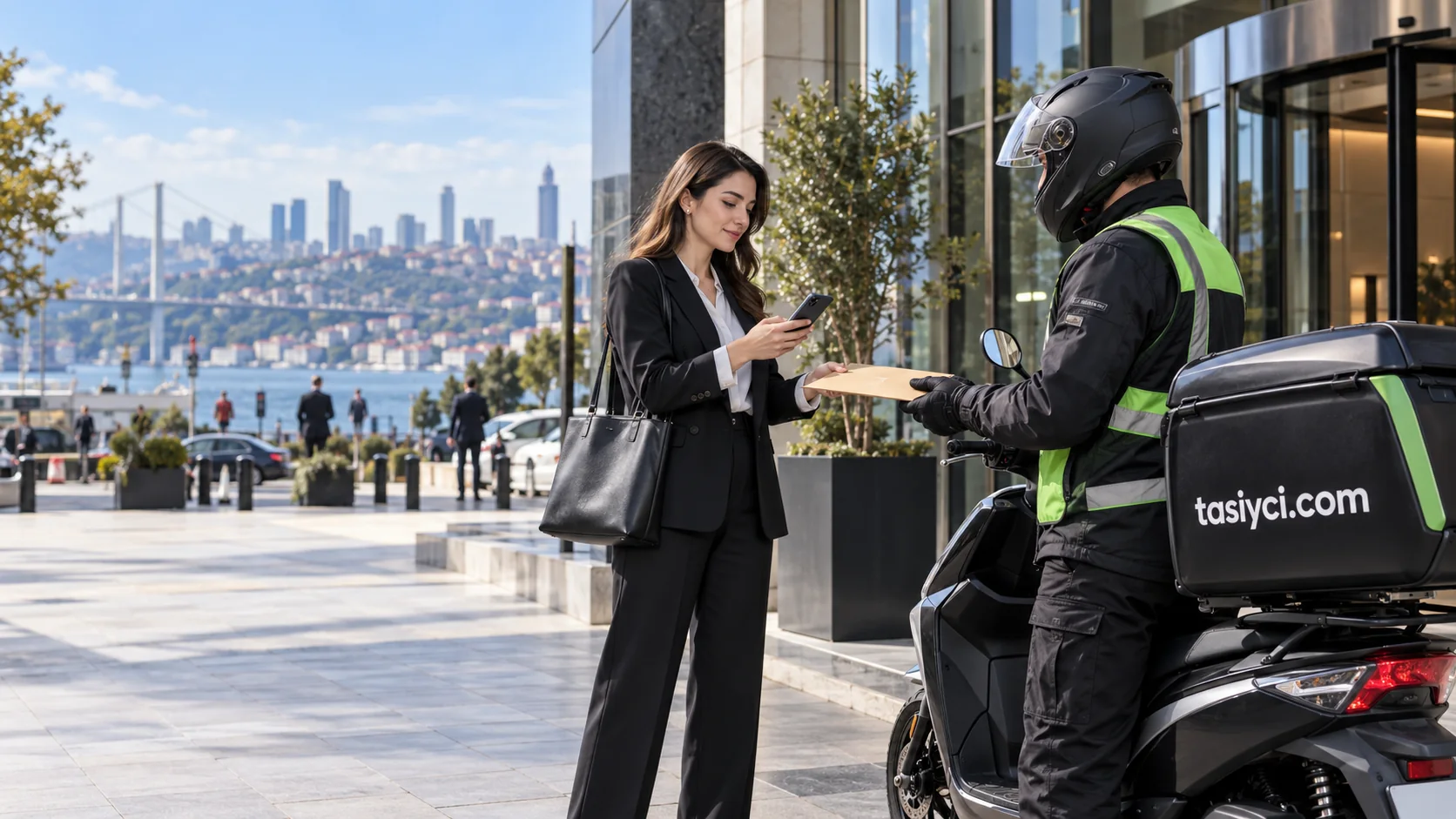 İstanbul'da hızlı kurye çağırmak için telefonundan adres ve paket bilgisi paylaşan kurumsal müşteri